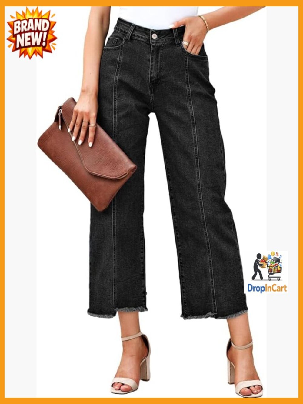 High Waisted Straight Leg Jeans Loose Fit Cropped Denim Pants Y2K Chic